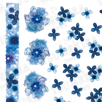indigo blue flowers ネイルシール