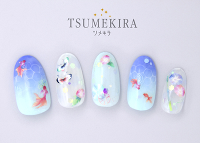 ネイルシール ツメキラ レジンシール レジンクラブ 和柄5 風流あさがお ネイルシール