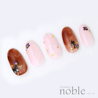 無料発送 ツメキラ/レジンシール ネイルシール レジンクラブ butterfly2(ジェル専用)(蝶)  Metallic プロデュース1 【noble】Elina / ネイルアート用品(筆など)
