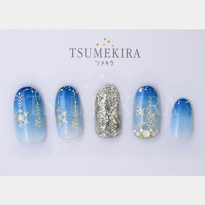 ネイルシール ツメキラ レジンシール レジンクラブ 雪の結晶8 ユキノカタチ ホワイトゴールド ジェル専用